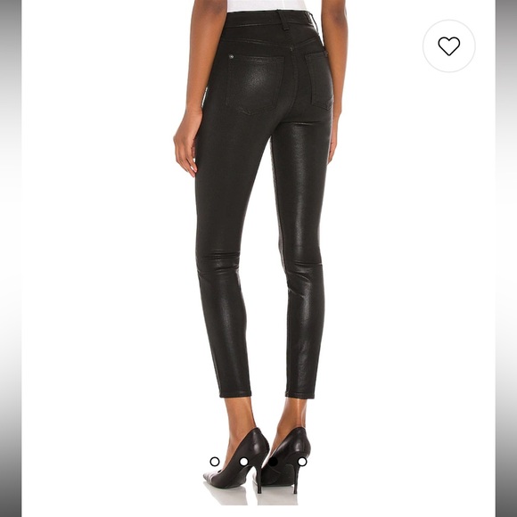 7 For All Mankind High Rise Skinny Jeans in Black Coated 25 - Picture 2 of 6